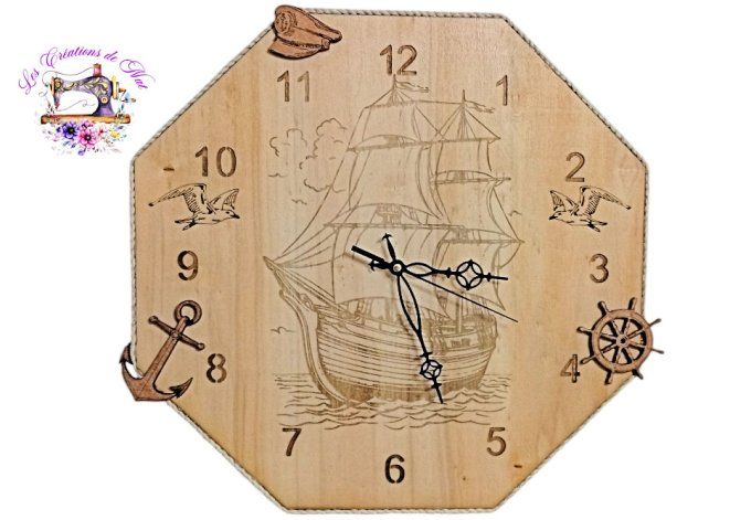 Horloge octogonale  "Bateau"