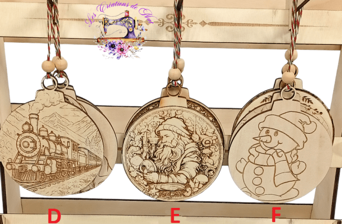 Boules de Noël en Bois 10,5 cm