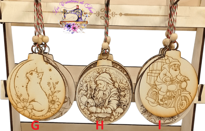 Boules de Noël en Bois 10,5 cm