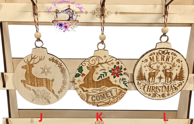 Boules de Noël en Bois 10,5 cm