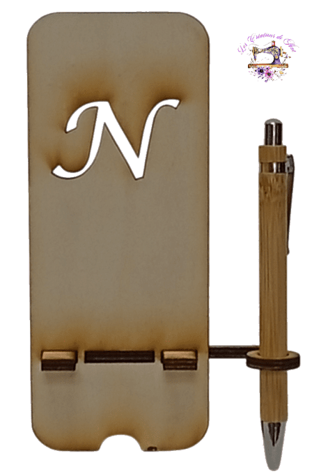 Support bois pour téléphone gsm avec stylo bois