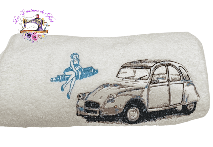 Serviette de toilette "2 CV pin-up"