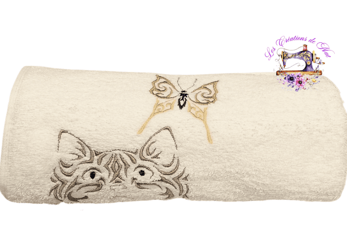 Serviette de toilette "Chat & Papillon"