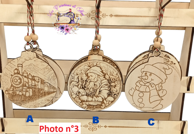 Boules de Noël en Bois 10,5 cm